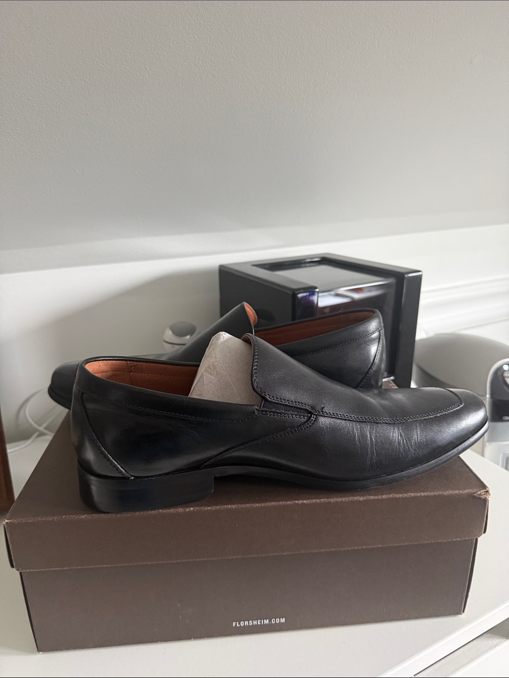Florsheim Black Leather Slip-On Loafers